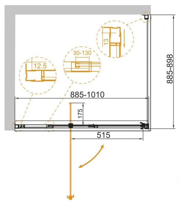 Душевой уголок Cezares Variante 130x80 см  VARIANTE-AH-1-120/130-80-C-Cr - 2