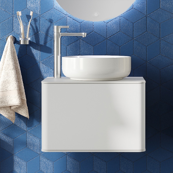 Тумба с раковиной STWORKI Ноттвиль 60 белая, с отверстием под смеситель 414391 - 0