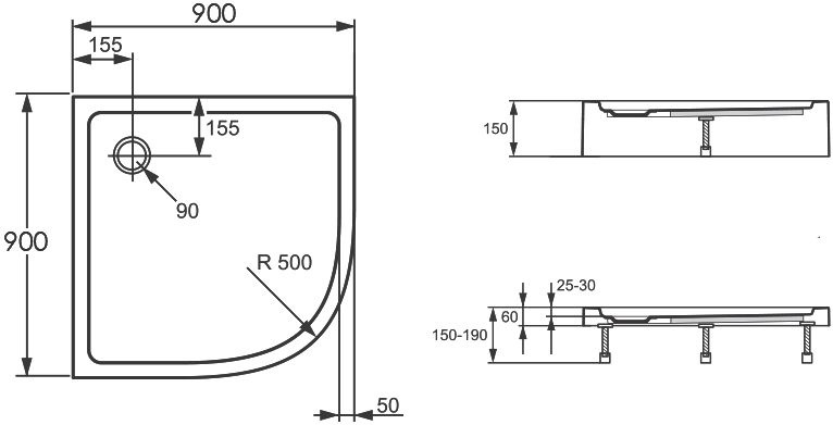 Поддон для душа Agger A01 090TCR/T 90х90 A01-090TCR/T - 3