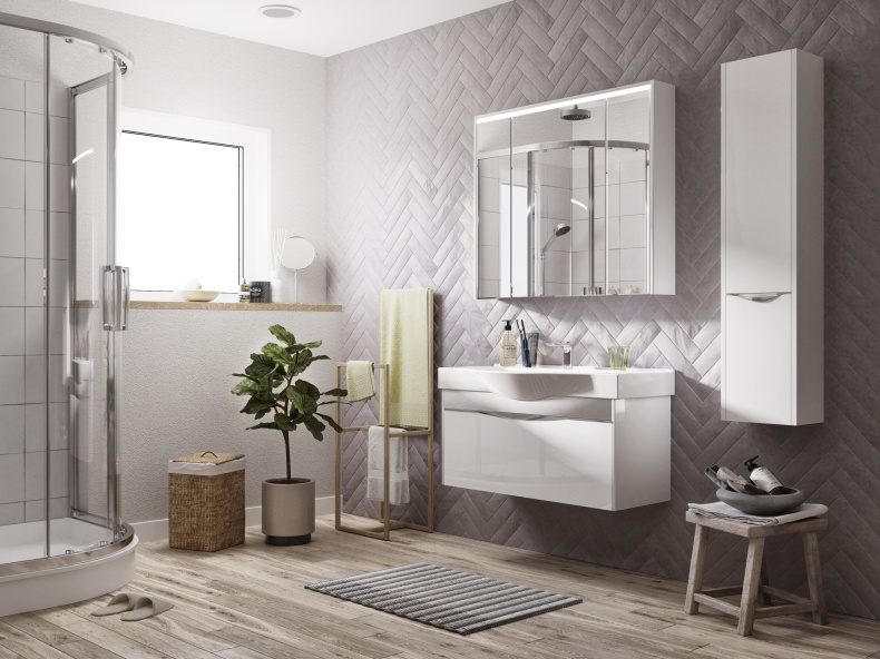 Мебель для ванной STWORKI Хельсинки 100 белая, подвесная, в современном стиле, российская (гарнитур, комплект) 411900 - 8