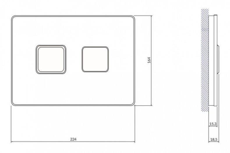 Кнопка ACCENTO SQUARE для AQUA 50 пневматическая стекло белый 63530 - 1
