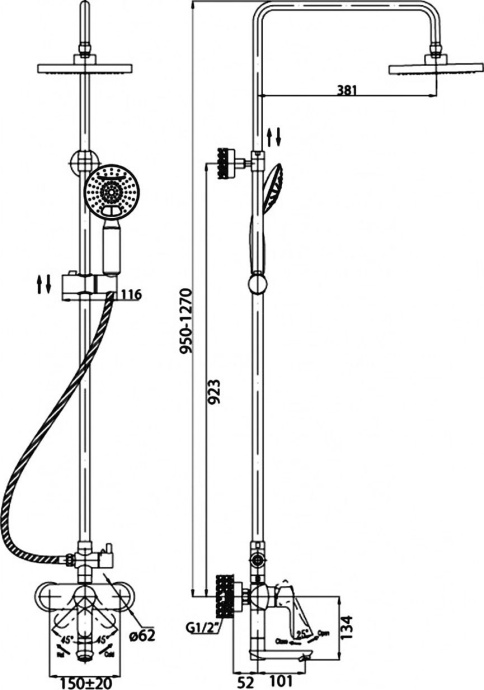 Душевая стойка BelBagno Reno REN VSCM CRM IN REN-VSCM-CRM-IN - 2