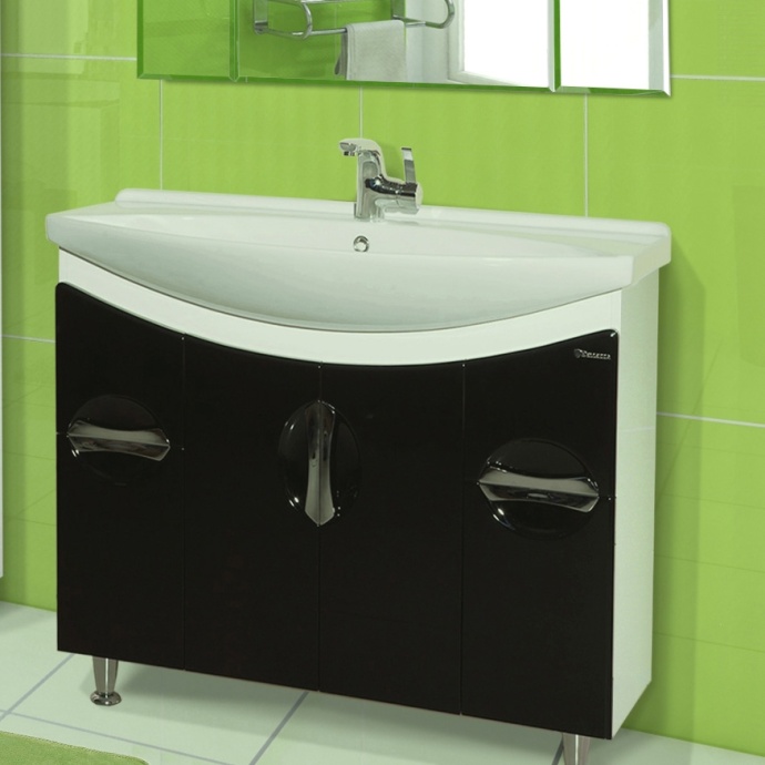 Тумба с раковиной Bellezza Лагуна 105 черная - 0