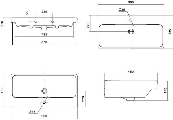 Тумба с раковиной Aquaton Оливия 90 белый матовый 1A2544K0OL010 - 7