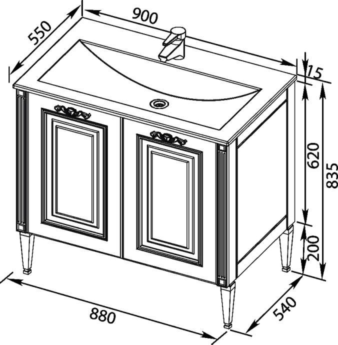 Тумба с раковиной Aquanet Паола 90 белая - 13