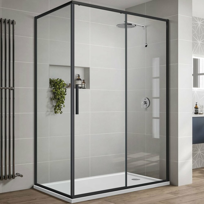 Душевой уголок Vincea Slim-U 120х90 черный стекло прозрачное VSR-2SU9012CLB - 0