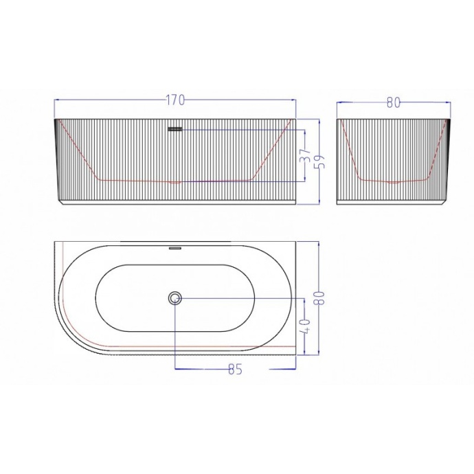 Ванна акриловая Esbano Bagama 170х80 L белый ESVABAGAL - 3