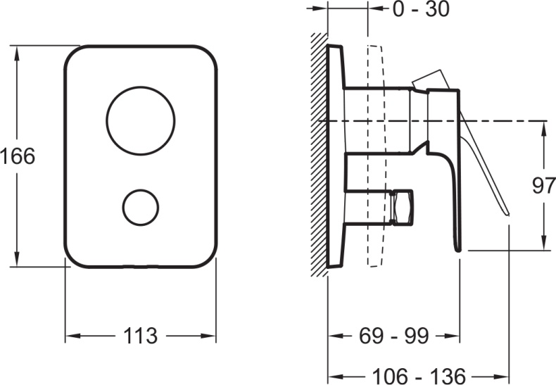 Смеситель Jacob Delafon Aleo+ E98718RU-CP С ВНУТРЕННЕЙ ЧАСТЬЮ для ванны с душем - 1