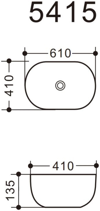 Раковина керамическая накладная AM5415-W, цвет белый глянец, 610x410x135 мм - 3