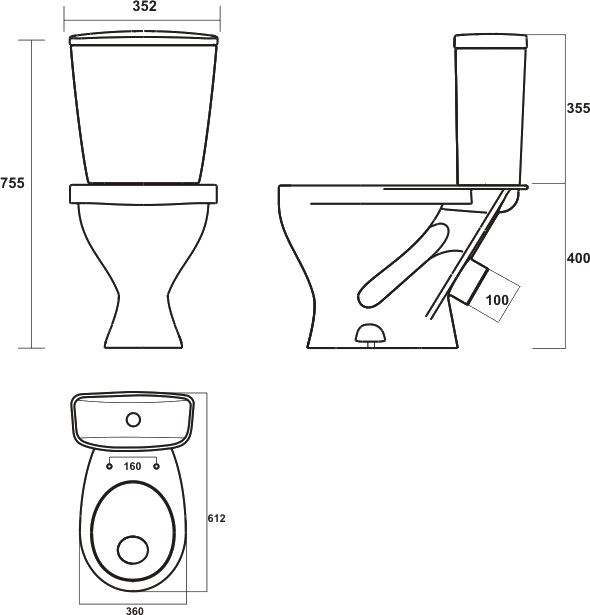Унитаз-компакт Sanita Эталон эконом ETLSACC01090113 - 1