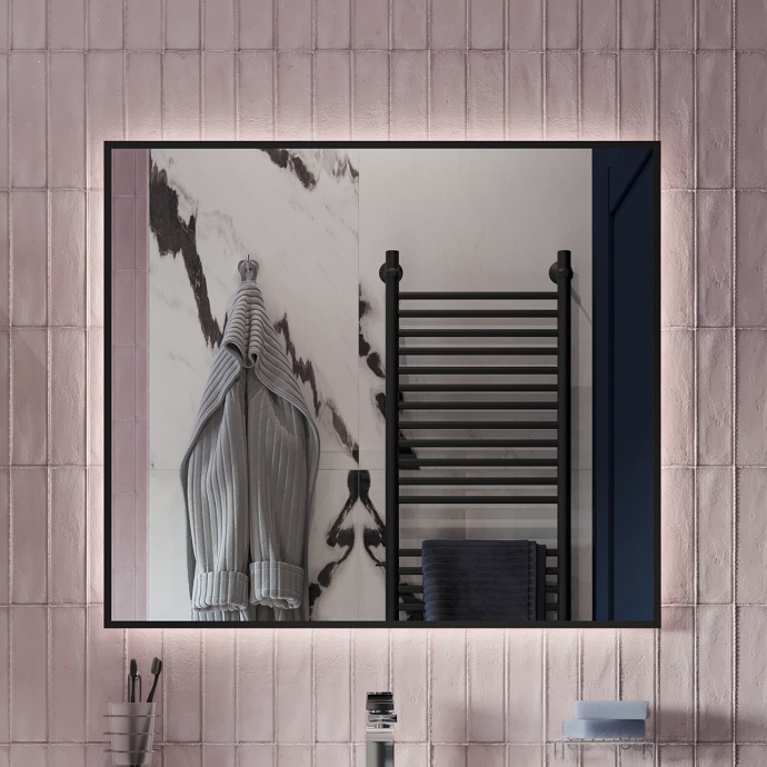 Зеркало DIWO Элиста 80 черное, с подсветкой ЗЛП1734 - 0