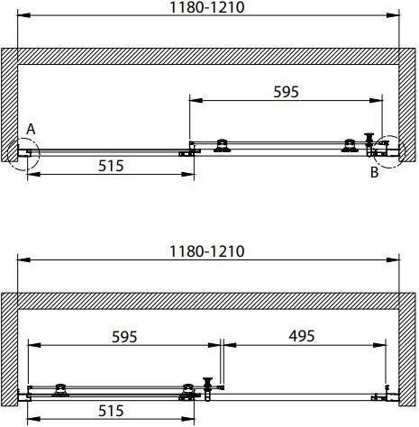 Душевая дверь в нишу Cezares Eco O-BF-1-120-C-NERO стекло прозрачное ECO-O-BF-1-120-C-NERO - 2