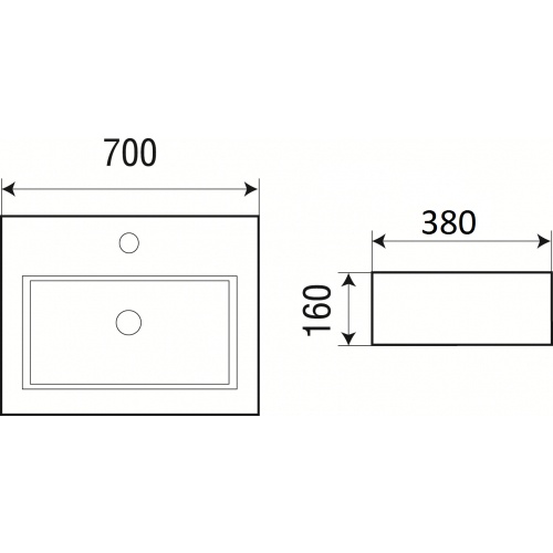 Раковина накладная Weltwasser WW ELBACH 2003 70 белый  10000003922 - 1