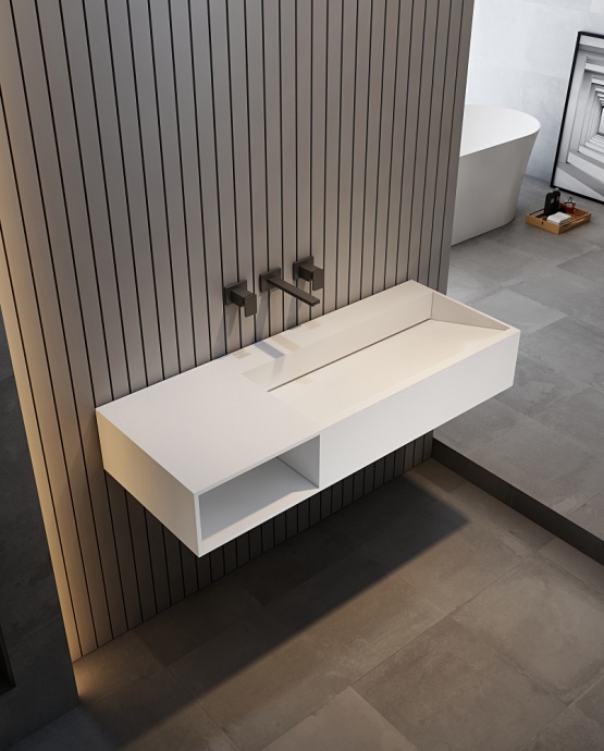 Тумба с раковиной Abber Stein 120 L подвесная белый матовый AS2640-1.2 L - 1