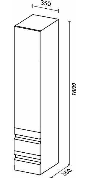 Шкаф-пенал SanVit Тема 35 R белый глянец ptemaR - 4