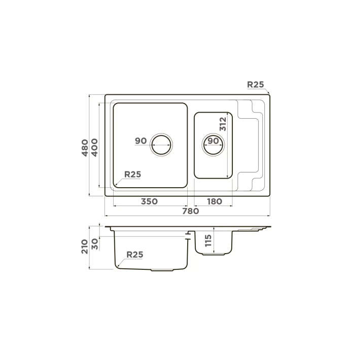 Мойка кухонная Omoikiri Mizu нержавеющая сталь  4973731 - 1