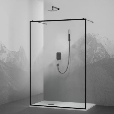 Душевая перегородка RGW Walk In 130х200 черная стекло прозрачное 35101713-84 - 0