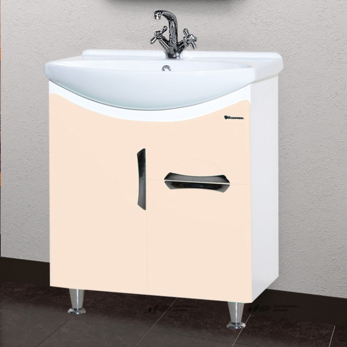 Тумба с раковиной Bellezza Лагуна 65 с ящиком, бежевая - 0