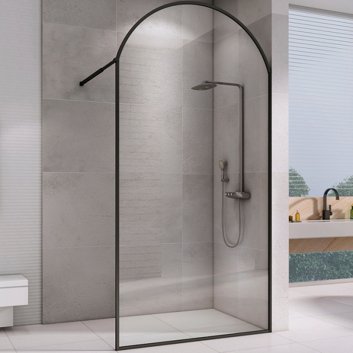 Душевая перегородка Abber Immer Offen 100 черная стекло прозрачное AG64100BN8 - 0