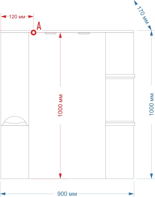 Зеркало Misty Кристи 90 красная эмаль L П-Кри02090-041СвЛ - 1