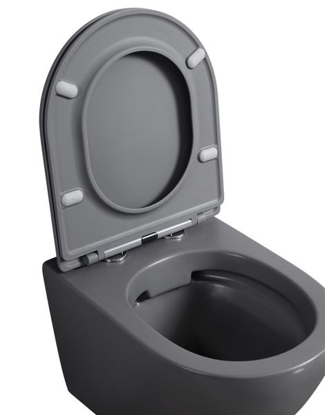 Унитаз подвесной ABBER BEQUEM серый матовый с сиденьем  AC1101MG - 3