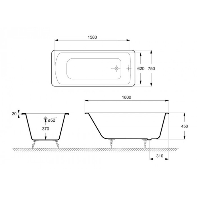 Ванна чугунная Delice Prestige 180х75 с антискользящим покрытием DLR230601-AS - 1