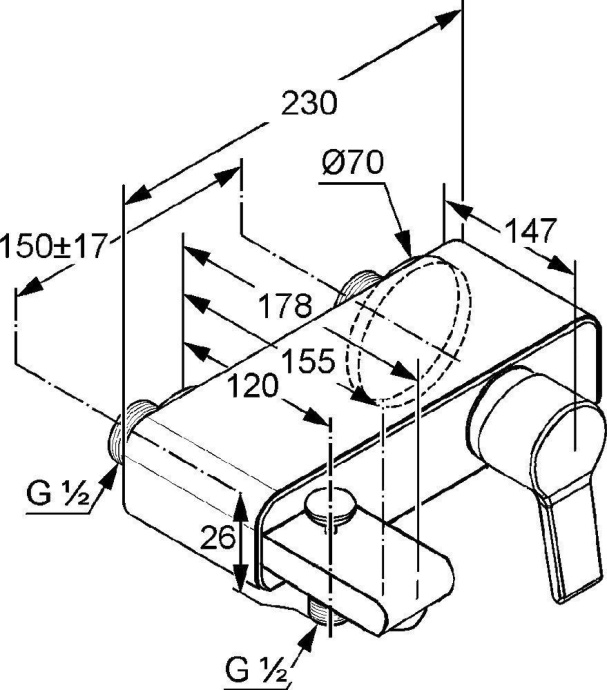 Смеситель Kludi O-CEAN 387700575 для ванны с душем - 1