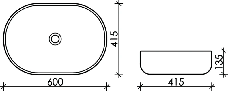 Раковина накладная Ceramica Nova Element 60х41.5 черный-матовый CN6047MDH - 4