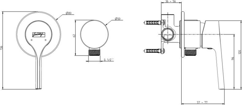 Смеситель для душа Jacob Delafon Elate E25754-CP - 2
