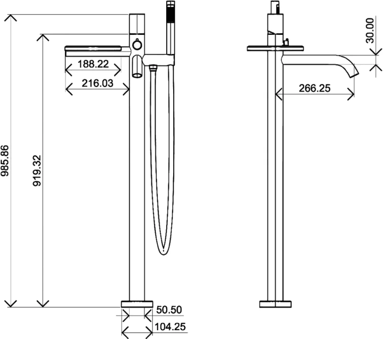 Смеситель напольный для ванны Boheme Stick золото 129-GG.2 - 1