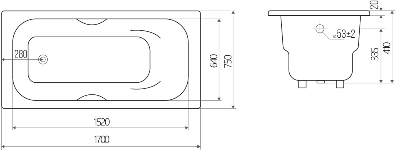 Чугунная ванна Goldman Donni 170x75 DN17075 - 4