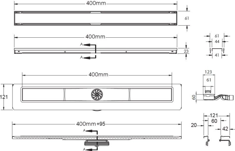 Душевой лоток Berges Wasserhaus B1 Keramik 40 см 090115 - 10