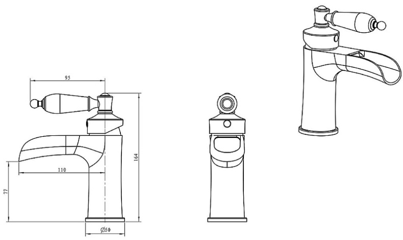 Смеситель для раковины Boheme Vogue золото с черным кристаллом Swarovski 211-BSW - 1