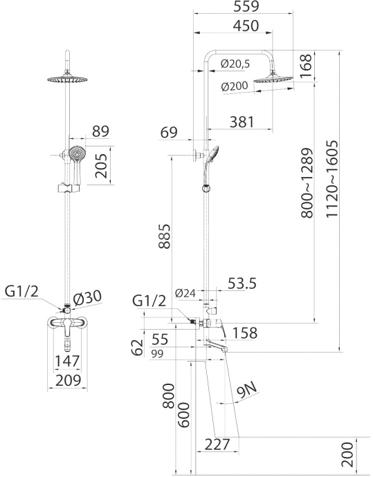 Душевая стойка Milardo Sterm STESB3FM06 - 5