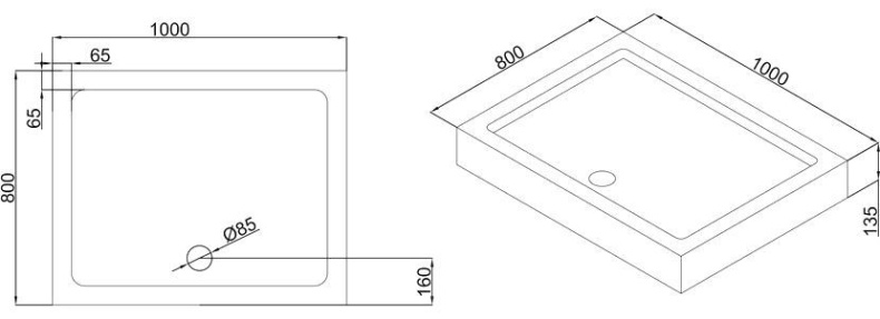 Поддон для душа Black&White Stellar Wind RS-0810H 0810H00 - 3
