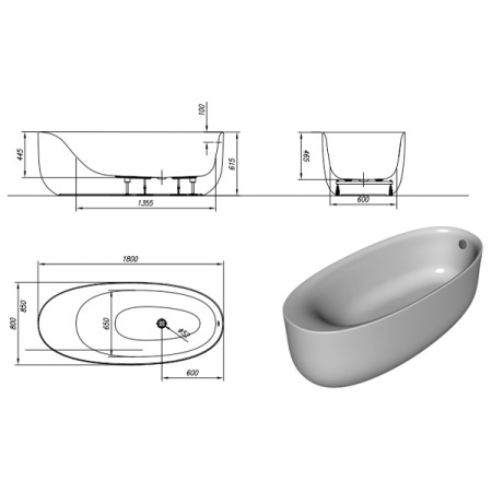 Акриловая ванна Kolpa San Soft 180х80 белая 5840-01 - 2