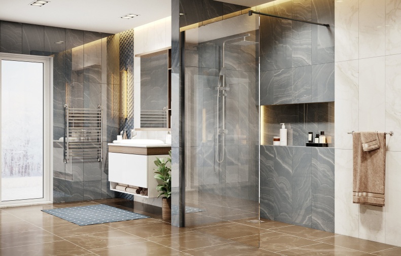 Душевая перегородка Ambassador Walk-in 15031112 120х200 см, профиль черный - 1