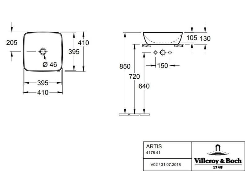 Мебельная раковина Villeroy & Boch Artis 41 Macaroon  417841BCT3 - 1