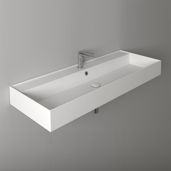 SIMAS AGILE Раковина подвесная 121х46 см, с переливом, с 1 отв под смеситель,цвет белый AG121 bi*1 - 0