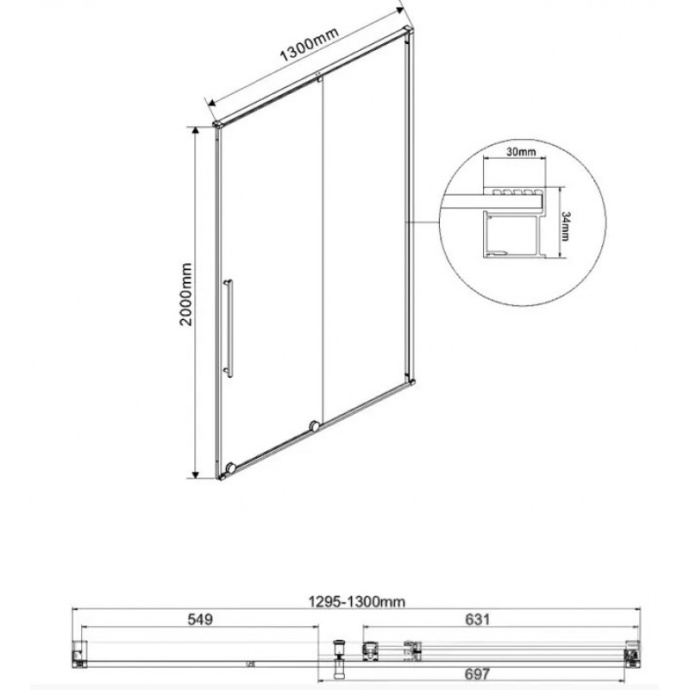 Душевая дверь Vincea Arno 130 хром стекло прозрачное VDS-1A130CL - 1