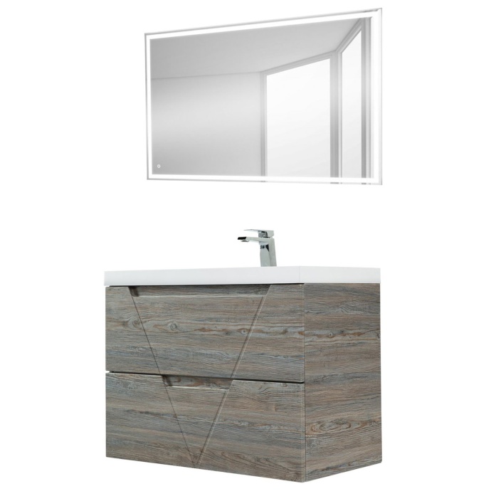 Тумба с раковиной BelBagno Vittoria 100 серый - коричневый - 10