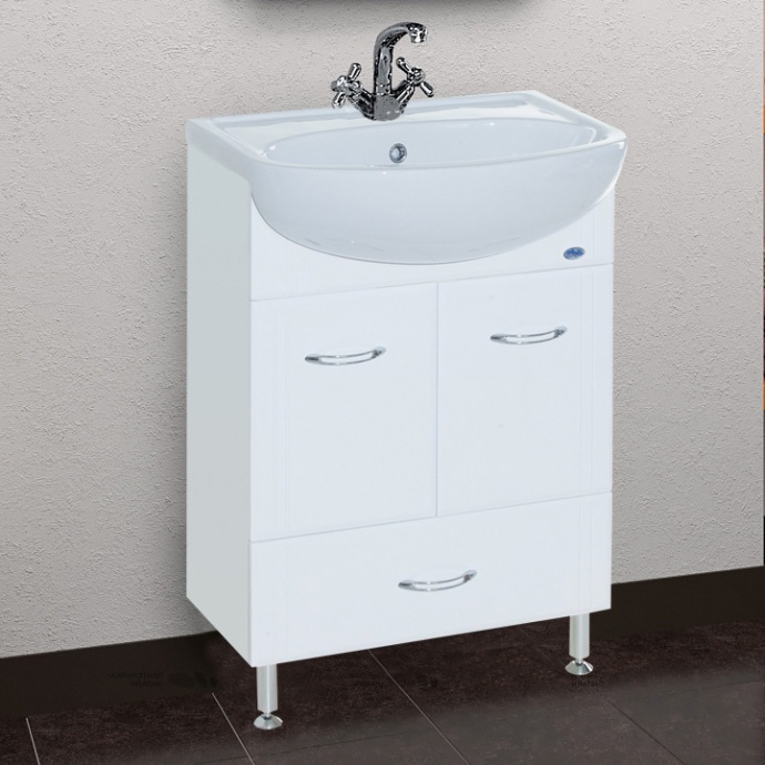 Тумба с раковиной Bellezza Уют 60 с нижним ящиком белая - 0