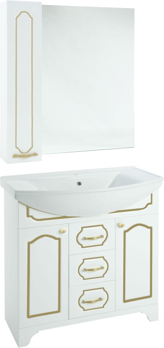Мебель для ванной Bellezza Тиффани 85 белая, патина золото - 0