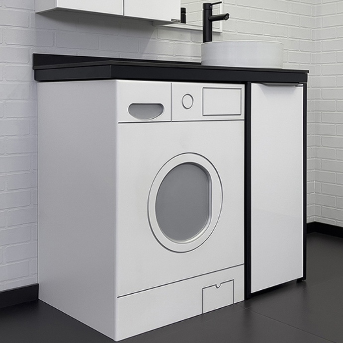 Тумба с раковиной под стиральную машинку Comforty Лозанна 100 белая глянцевая 00-00013800 - 0