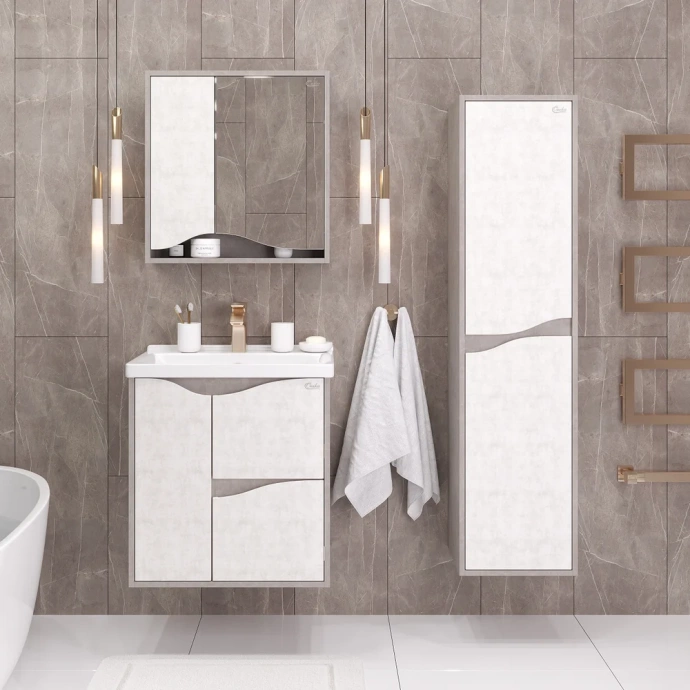 Шкаф-пенал Onika Брендон 35 камень светлый/бетон крем  403565 - 2