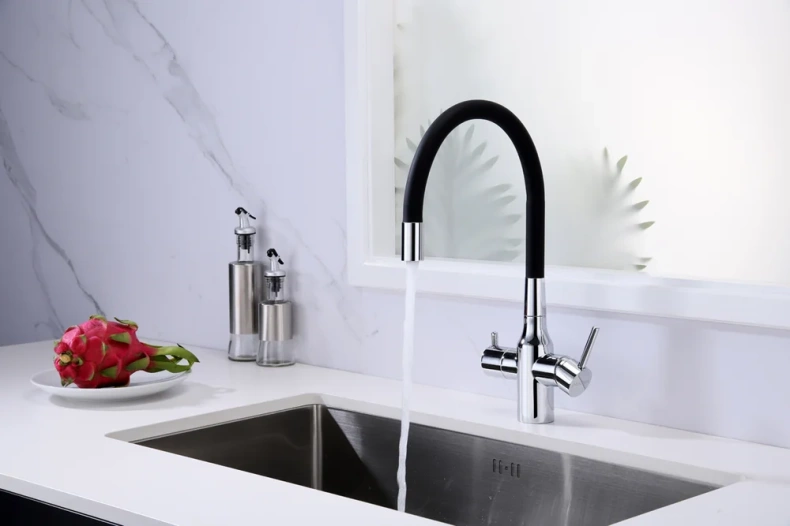 Смеситель для кухни Paulmark Salix с гибким изливом хром - черный матовый Sa213419-CR - 2