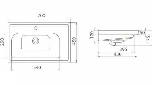 Мебельная раковина Opadiris CeraStyle Frame 70 031100-u - 3