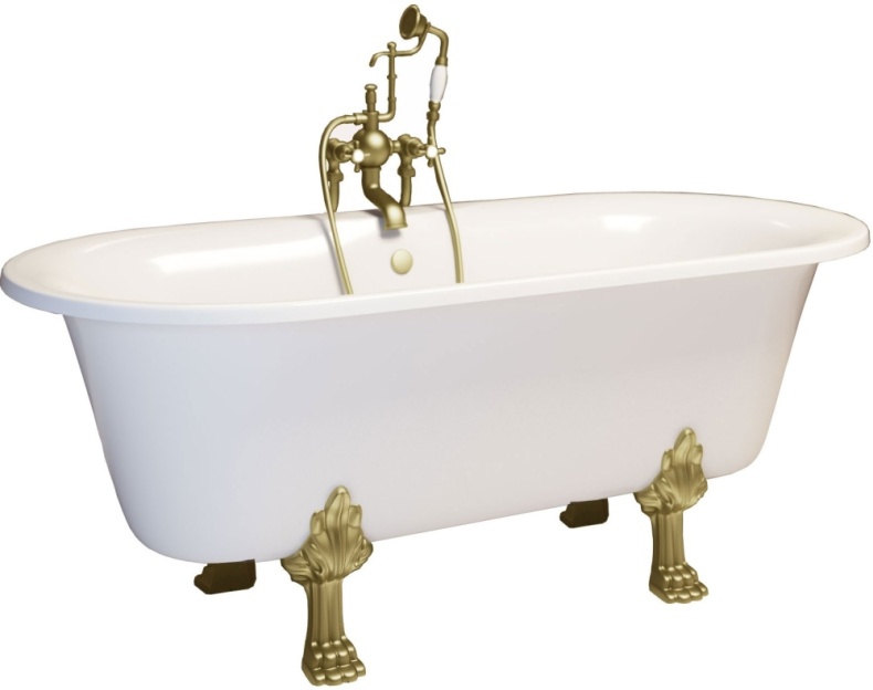 Ванна из искусственного камня Фэма Феррара 2 белая, ножки бронза ФЕРРАРА-BR - 0