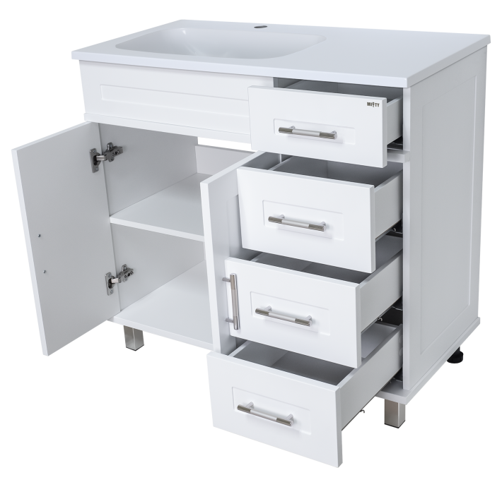 Тумба под раковину Misty Купер 90 левая белая глянцевая П-Куп01090-0124ЯЛ - 1