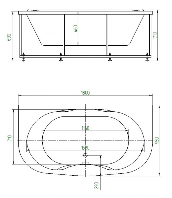 Акриловая ванна Aquatek Мелисса 180x95 MEL180-0000011 - 1
